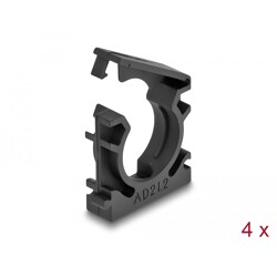 Uchwyt koszulki kablowej z klipsem blokującym 21,2 mm 4 sztuki czarny Delock 60485