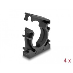 Uchwyt koszulki kablowej z klipsem blokującym 21,2 mm 4 sztuki czarny Delock 60485