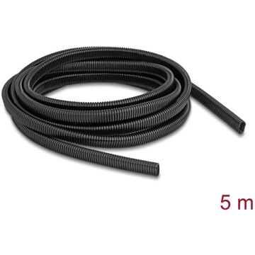 Rurka ochronna do kabli owalna elastyczna 13,6 x 6,3 mm długość 5 m czarna Delock 60619