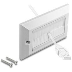 Osłona kablowa 146 x 86 mm z białym paskiem szczotkowym Delock 66496