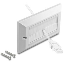 Osłona kablowa 146 x 86 mm z białym paskiem szczotkowym Delock 66496