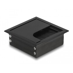 Przepust kablowy z paskiem szczotkowym do montażu w stole 80 x 80 x 28 mm czarny Delock 66855