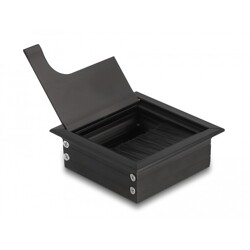 Przepust kablowy z paskiem szczotkowym do montażu w stole 80 x 80 x 28 mm czarny Delock 66855