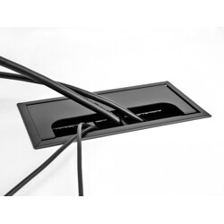 Przepust kablowy z paskiem szczotkowym do montażu w stole 160 x 80 x 28 mm czarny Delock 66856