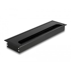 Przepust kablowy z paskiem szczotkowym do montażu w stole 280 x 80 x 28 mm czarny Delock 66857