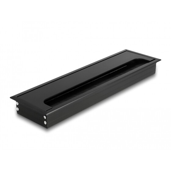 Przepust kablowy z paskiem szczotkowym do montażu w stole 280 x 80 x 28 mm czarny Delock 66857