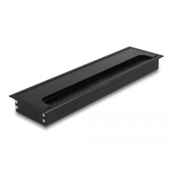 Przepust kablowy z paskiem szczotkowym do montażu w stole 300 x 80 x 28 mm czarny Delock 66858