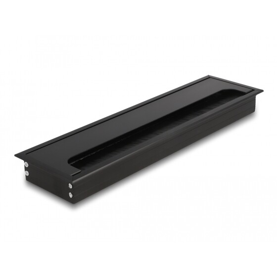 Przepust kablowy z paskiem szczotkowym do montażu w stole 300 x 80 x 28 mm czarny Delock 66858