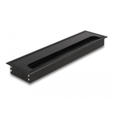 Przepust kablowy z paskiem szczotkowym do montażu w stole 300 x 80 x 28 mm czarny Delock 66858