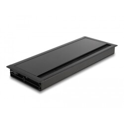 Przepust kablowy z paskiem szczotkowym do montażu w stole 300 x 120 x 28 mm czarny Delock 66859