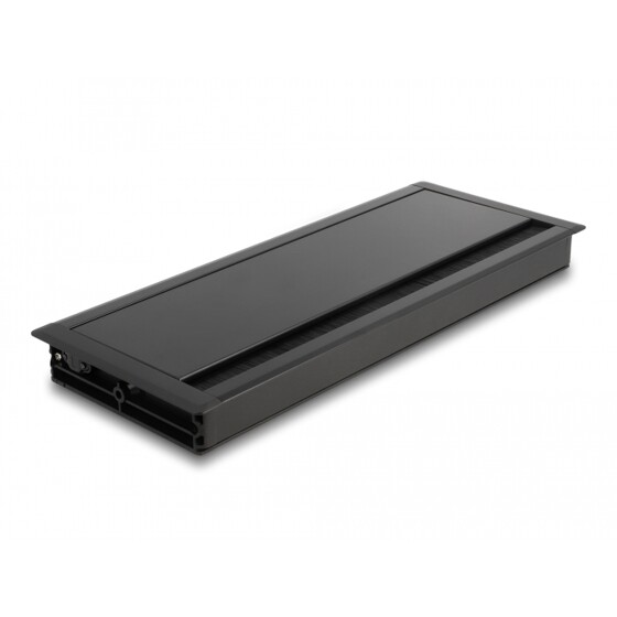 Przepust kablowy z paskiem szczotkowym do montażu w stole 300 x 120 x 28 mm czarny Delock 66859