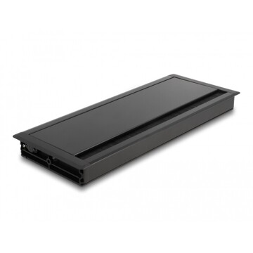 Przepust kablowy z paskiem szczotkowym do montażu w stole 300 x 120 x 28 mm czarny Delock 66859