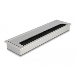 Przepust kablowy z paskiem szczotkowym do montażu w stole 280 x 80 x 28 mm srebrny Delock 66862