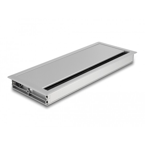 Przepust kablowy z paskiem szczotkowym do montażu w stole 300 x 120 x 28 mm srebrny Delock 66864