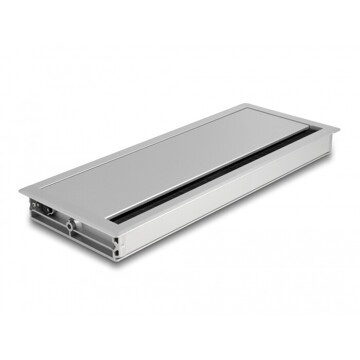 Przepust kablowy z paskiem szczotkowym do montażu w stole 300 x 120 x 28 mm srebrny Delock 66864