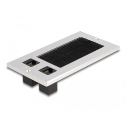 Przepust kablowy z paskiem szczotkowym oraz 2 gniazdami Keystone RJ45 Cat.6, aluminiowy Delock 66896