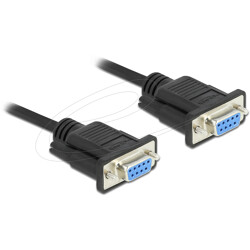 Kabel RS-232 Null Modem 5m żeńsko-żeński F-F czarny Delock 86607