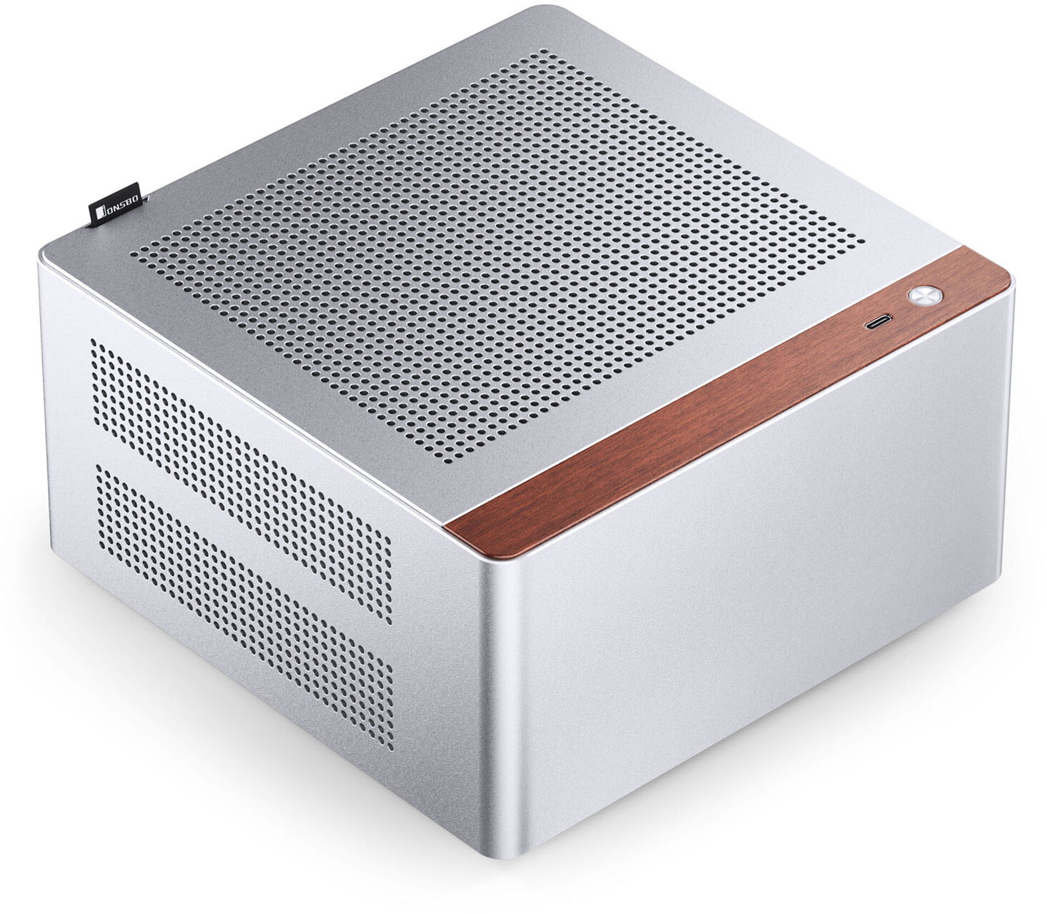 Jonsbo NV10 Silver SFF ultrakompaktowa obudowa mini-ITX z aluminium i drewnem