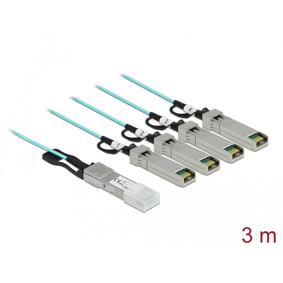 Aktywny optyczny kabel QSFP+ do 4 x SFP+ 3m Delock 84058