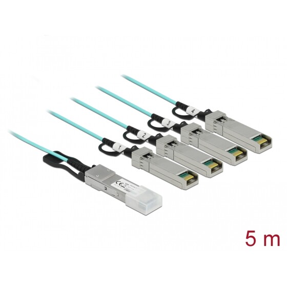 Aktywny optyczny kabel QSFP+ do 4 x SFP+ 5m Delock 84069