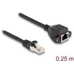 Przedłużacz S/FTP RJ50 10-pinowy męski-żeński 0,25m czarny Delock 80191