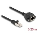 Przedłużacz S/FTP RJ50 10-pinowy męski-żeński 0,25m czarny Delock 80191