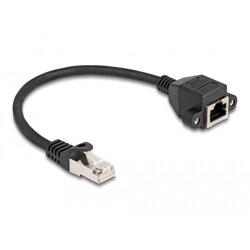 Przedłużacz S/FTP RJ50 10-pinowy męski-żeński 0,25m czarny Delock 80191