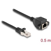 Przedłużacz S/FTP RJ50 10-pinowy męski-żeński 0,5m czarny Delock 80192