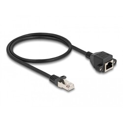 Przedłużacz S/FTP RJ50 10-pinowy męski-żeński 0,5m czarny Delock 80192