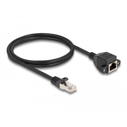 Przedłużacz S/FTP RJ50 10-pinowy męski-żeński 1m czarny Delock 80193