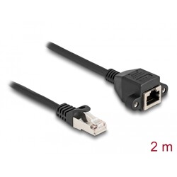 Przedłużacz S/FTP RJ50 10-pinowy męski-żeński 2m czarny Delock 80194