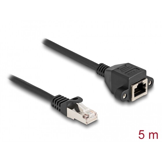 Przedłużacz S/FTP RJ50 10-pinowy męski-żeński 5m czarny Delock 80196