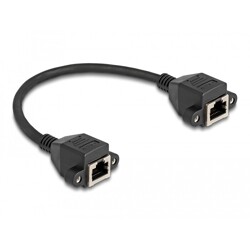 Przedłużacz S/FTP RJ50 10-pinowy żeński-żeński 0,25m czarny Delock 80197 Przedłużacz S/FTP RJ50 10-pinowy żeński-żeński 0,25m czarny Delock 80197