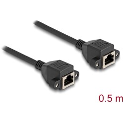 Przedłużacz S/FTP RJ50 10-pinowy żeński-żeński 0,5m czarny Delock 80198