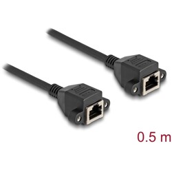 Przedłużacz S/FTP RJ50 10-pinowy żeński-żeński 0,5m czarny Delock 80198