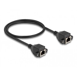 Przedłużacz S/FTP RJ50 10-pinowy żeński-żeński 0,5m czarny Delock 80198