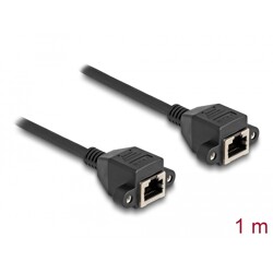 Przedłużacz S/FTP RJ50 10-pinowy żeński-żeński 1m czarny Delock 80199