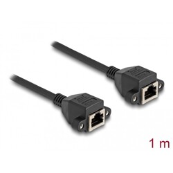 Przedłużacz S/FTP RJ50 10-pinowy żeński-żeński 1m czarny Delock 80199