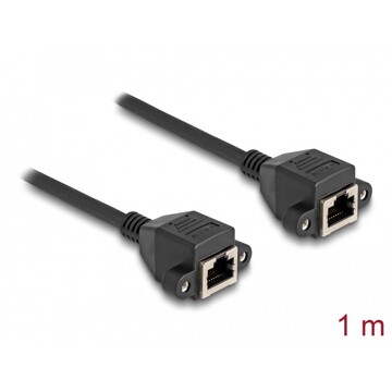 Przedłużacz S/FTP RJ50 10-pinowy żeński-żeński 1m czarny Delock 80199