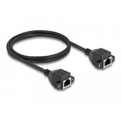 Przedłużacz S/FTP RJ50 10-pinowy żeński-żeński 1m czarny Delock 80199