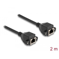 Przedłużacz S/FTP RJ50 10-pinowy żeński-żeński 2m czarny Delock 80200