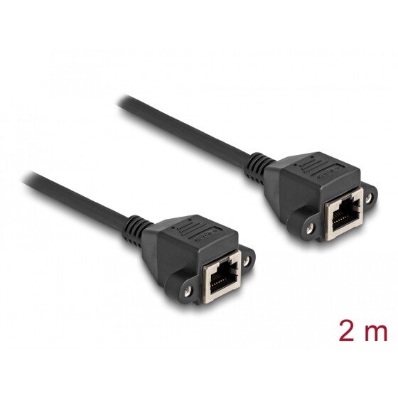 Przedłużacz S/FTP RJ50 10-pinowy żeński-żeński 2m czarny Delock 80200