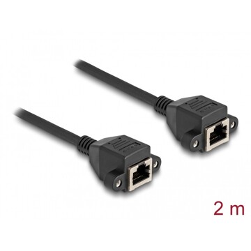 Przedłużacz S/FTP RJ50 10-pinowy żeński-żeński 2m czarny Delock 80200