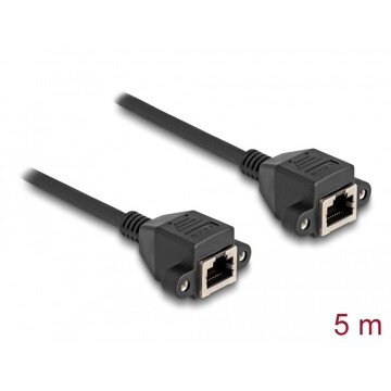 Przedłużacz S/FTP RJ50 10-pinowy żeński-żeński 5m czarny Delock 80202