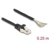 Kabel S/FTP RJ50 10-pinowy męski-otwarte końcówki 0,25m czarny Delock 80203