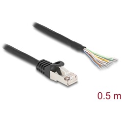 Kabel S/FTP RJ50 10-pinowy męski-otwarte końcówki 0,5m czarny Delock 80204
