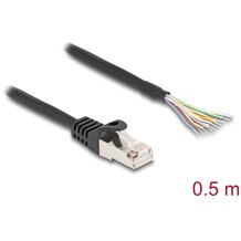 Kabel S/FTP RJ50 10-pinowy męski-otwarte końcówki 0,5m czarny Delock 80204