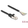 Kabel S/FTP RJ50 10-pinowy męski-otwarte końcówki 0,5m czarny Delock 80204