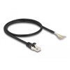 Kabel S/FTP RJ50 10-pinowy męski-otwarte końcówki 0,5m czarny Delock 80204