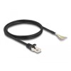 Kabel S/FTP RJ50 10-pinowy męski-otwarte końcówki 1m czarny Delock 80205